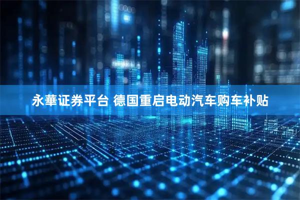 永華证券平台 德国重启电动汽车购车补贴