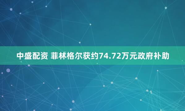 中盛配资 菲林格尔获约74.72万元政府补助