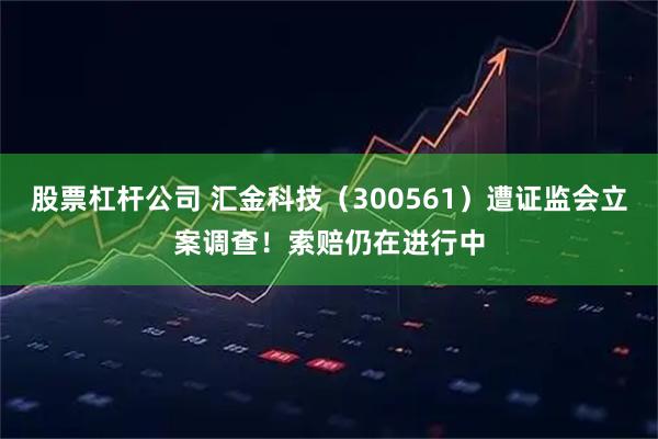 股票杠杆公司 汇金科技（300561）遭证监会立案调查！索赔仍在进行中