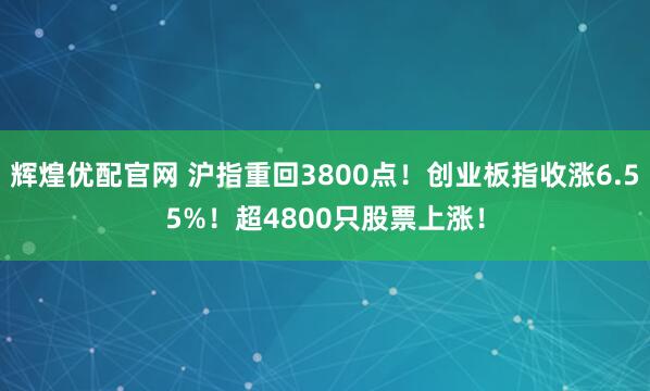 辉煌优配官网 沪指重回3800点！创业板指收涨6.55%！超4800只股票上涨！